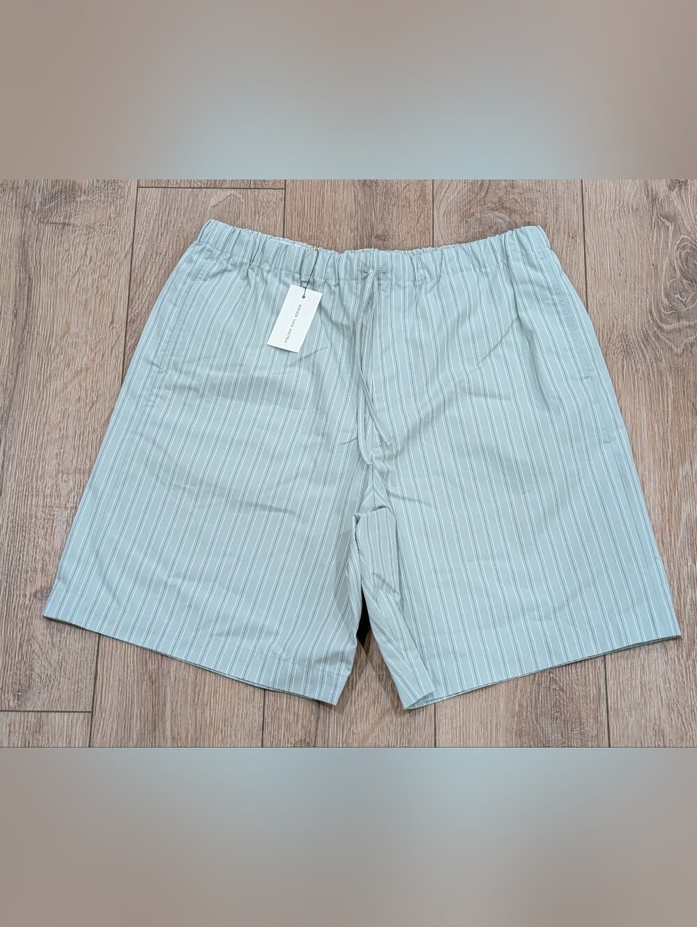 $570 Mens DRIES VAN NOTEN "Piperi" Stripe Drawstring Shorts Light Green 52 US 36
